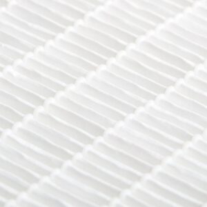 close up view of a clean, white air filter