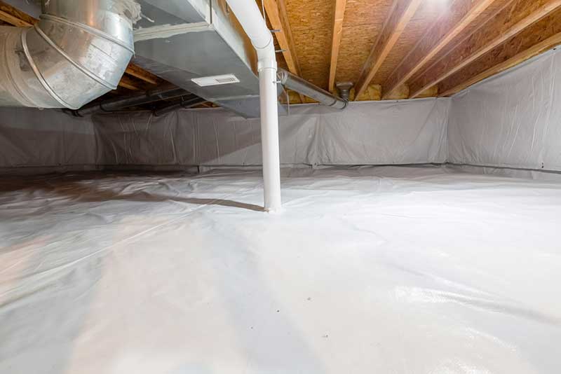 Crawl space protected with thick plaster cover.